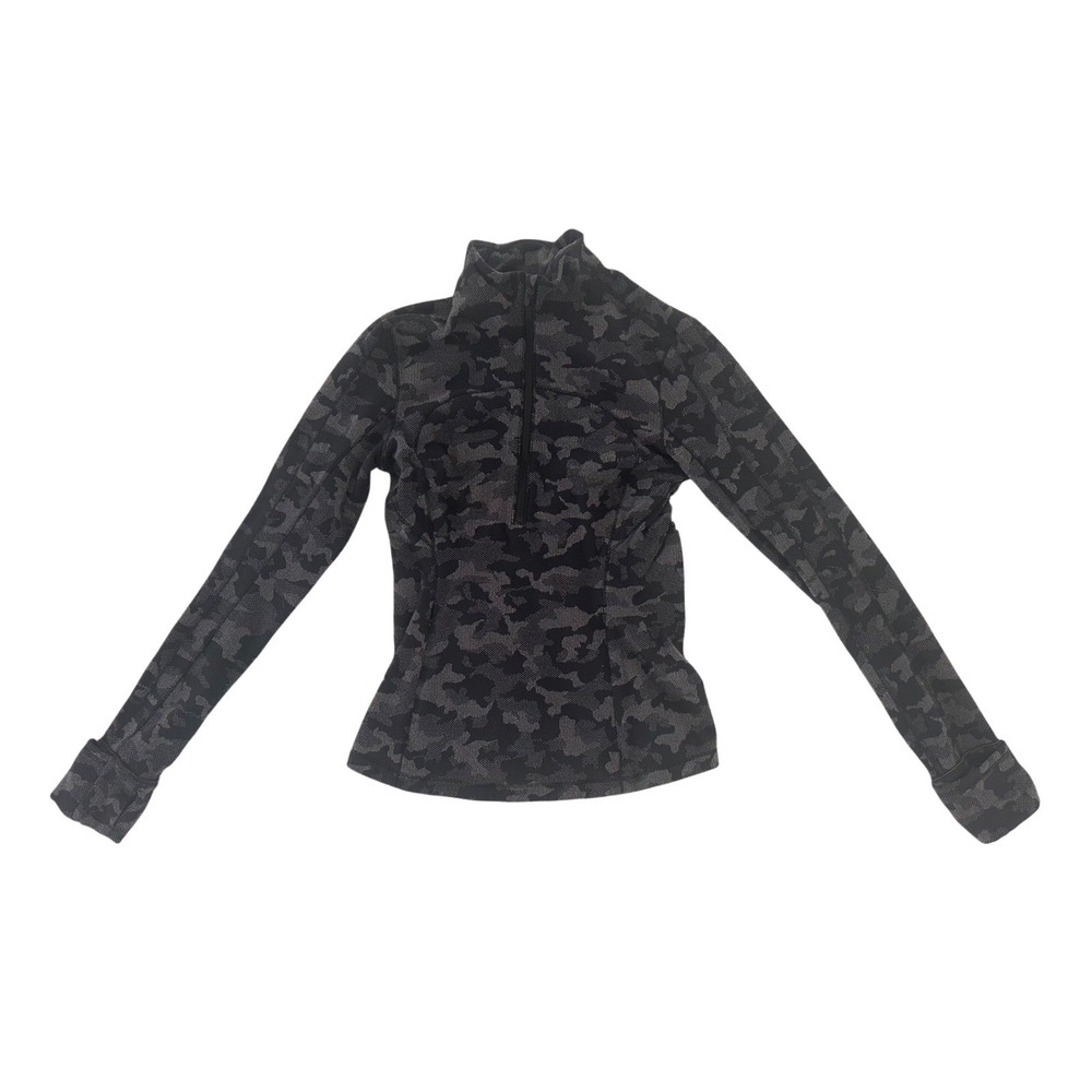 Lululemon Run Briskly ½‑Zip‎ Heritage Camo Jacquard – Black / Lunar Rock Size 6
